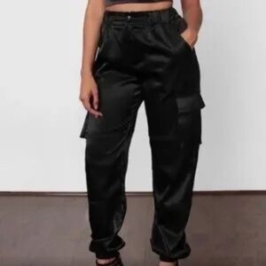 Express Black Satin Jogger Pants